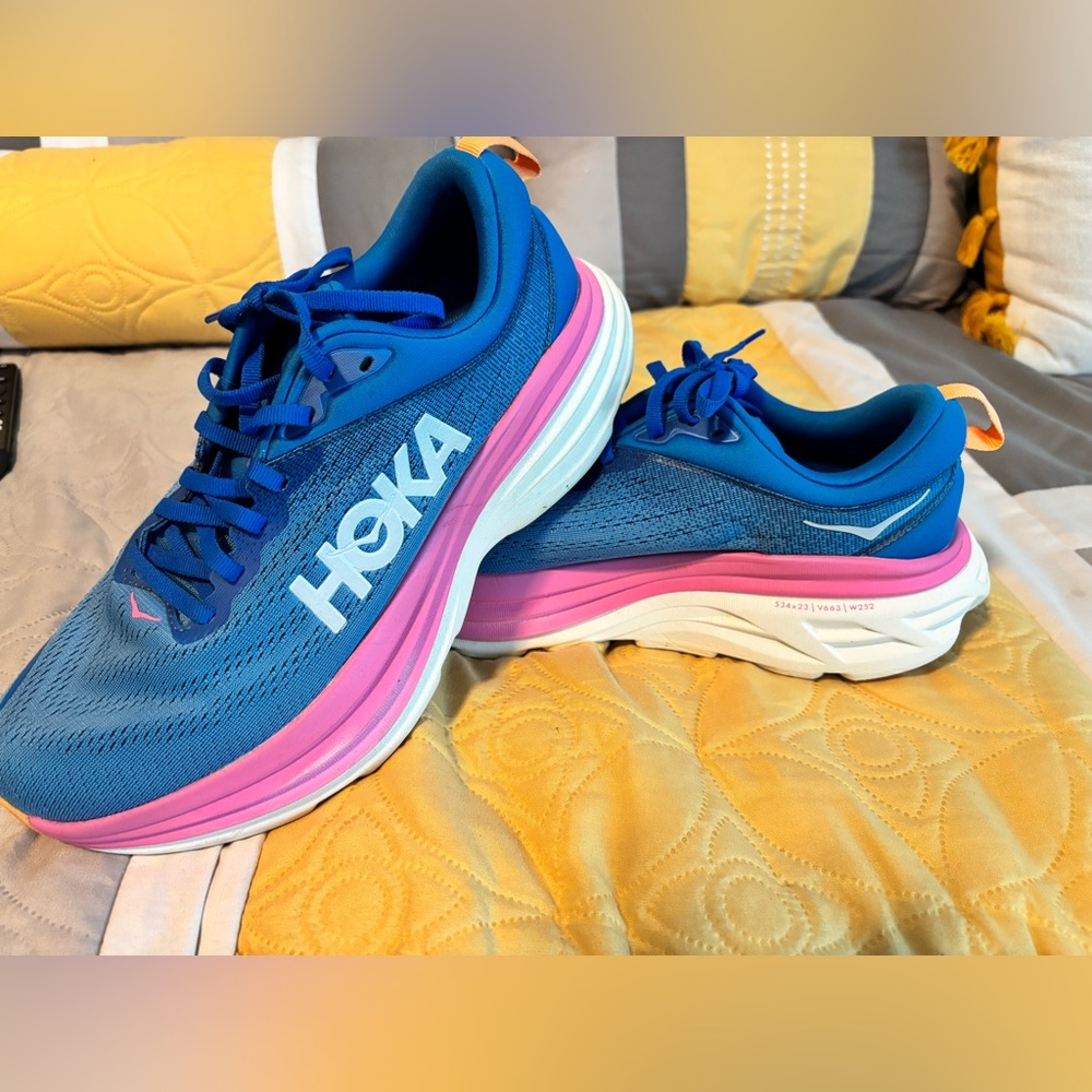 Hoka Women's Blue Pink White Sneakers - Picture 2 of 12